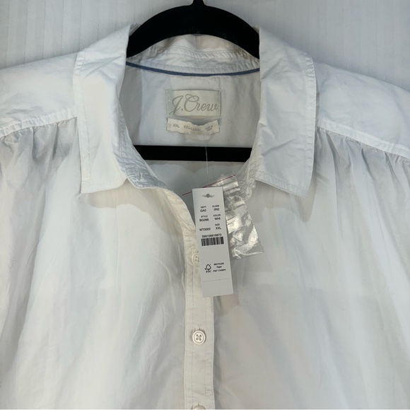 J. Crew White %100 Cotton Buttoned Pop Over Polo Shirt Relaxed Fit Plus Size XXL - Picture 2 of 7